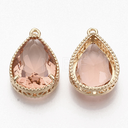 Faceted Glass Pendants GLAA-T010-016G-1