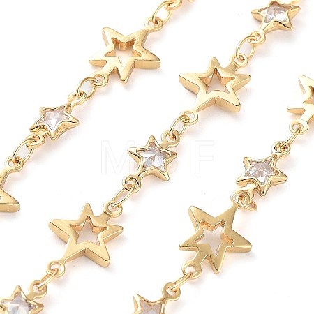 Handmade Glass Star Link Chains KK-F871-58G-1