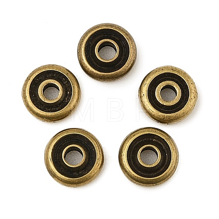 Rack Plating Flat Round Brass Beads KK-M302-01AG-1