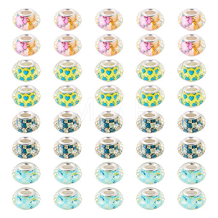 40Pcs 4 Colors Resin European Beads RPDL-TA0001-15-1