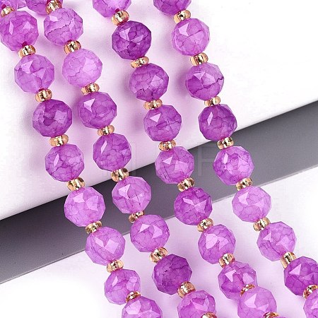 Ombre Effect Dyed Transparent Crackle Glass Beads Strands GLAA-Q111-8MM-04-1