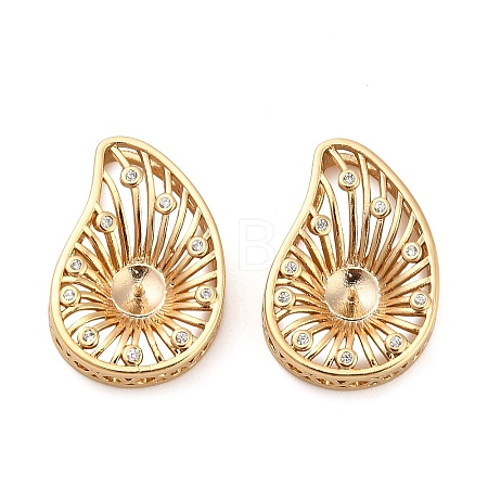 Brass Micro Pave Cubic Zirconia Teardrop Peg Bails KK-NH0009-07G-1