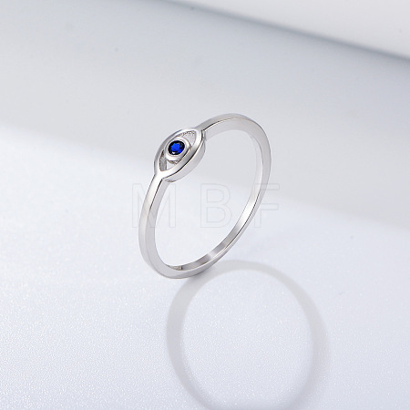 Evil Eye 925 Sterling Silver Micro Pave Cubic Zirconia Finger Rings for Women FS-WG42376-01-1