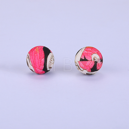 Printed Round Silicone Focal Beads SI-JX0056A-64-1