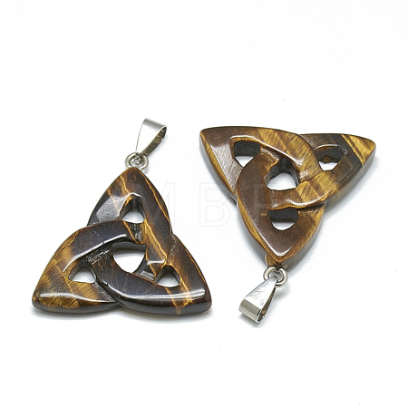Natural Tiger Eye Pendants G-T088-01-1