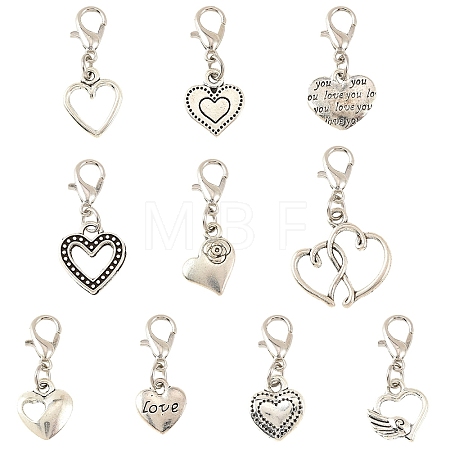 20Pcs 10 Styles Alloy Pendant Decorations HJEW-YW00496-1