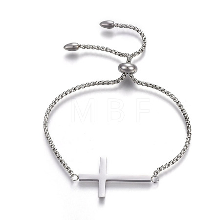 Tarnish Resistant Adjustable 304 Stainless Steel Slider Bracelets BJEW-O170-08P-1