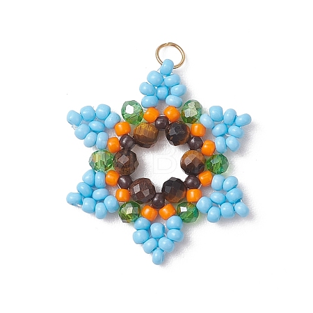 Glass Seed Beaded Pendants PALLOY-MZ01241-03-1