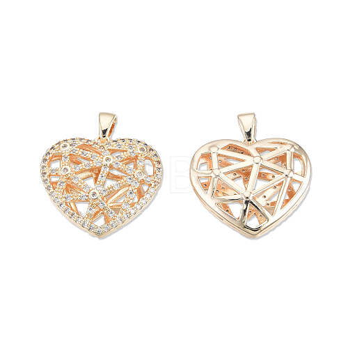 Brass Pave Clear Cubic Zirconia Pendants KK-N232-447-1