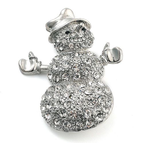 Christmas Theme Alloy Crystal Rhinestone Brooches JEWB-S022-02A-P-1