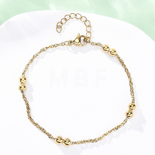 304 Stainless Steel Rope Chain Bracelets for Women BJEW-C094-06G-1