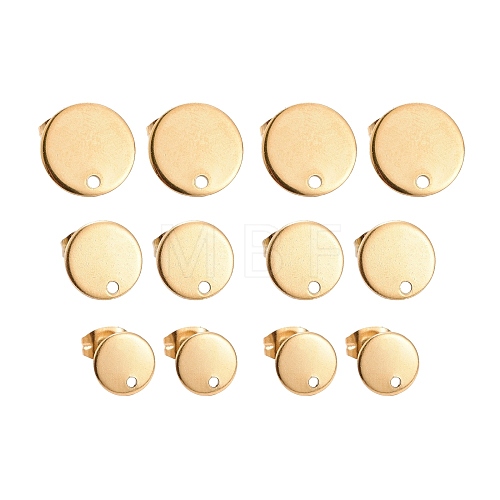 24Pcs 3 Size Vacuum Plating 304 Stainless Steel Stud Earring Findings STAS-ZZ0001-06G-1
