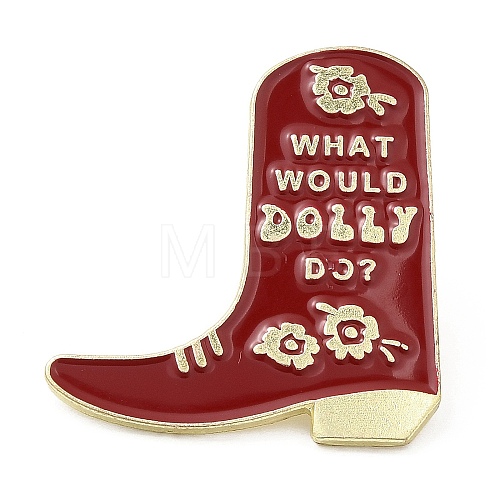 Boot with Word WHAT WOULD DOLLY DO Enamel Pins JEWB-E028-02G-1
