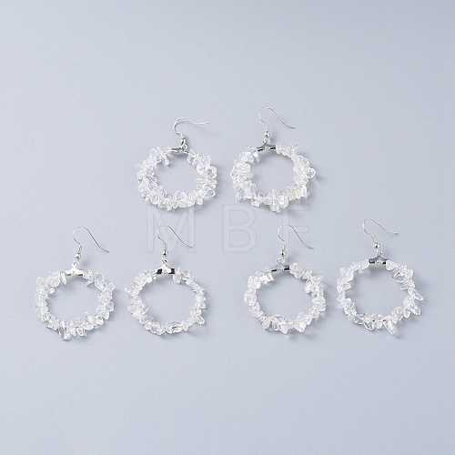 Natural Quartz Crystal Dangle Earrings EJEW-E255-D15-1