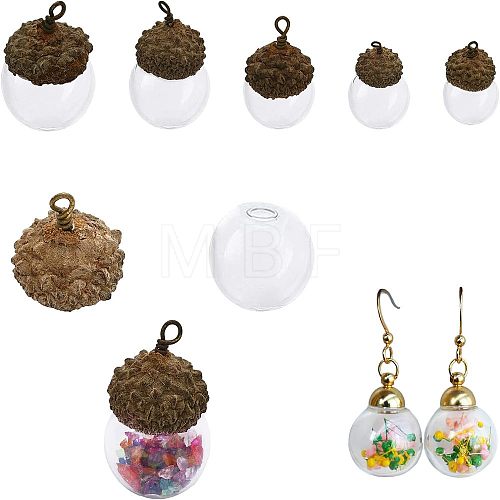 5 Sets 5 Style Glass Ball Pendants GLAA-CA0001-45-1