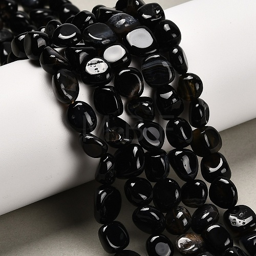 Natural Black Agate(Dyed and Heated) Beads Strands G-P568-C16-01-1