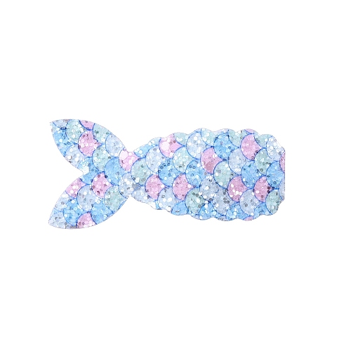 Fish Scale Shiny Cloth Snap Hair Clips PW-WG87473-04-1