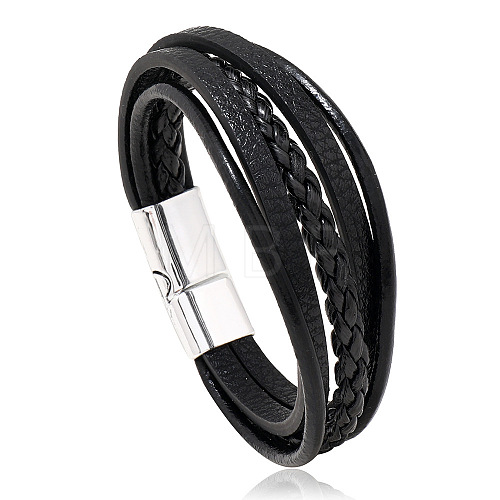 Retro Minimalist Leather Magnetic Clasp Bracelet for Men - Trendy European and American Style Jewelry ST1828936-1