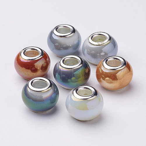 Electroplate Imitation Jade Glass  European Beads GPDL-Q015-01-1