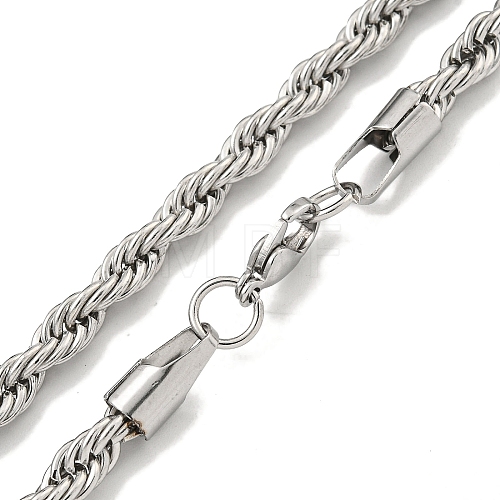 Non-Tarnish 201 Stainless Steel Rope Chain Necklaces for Women and Men NJEW-F322-02P-01-1