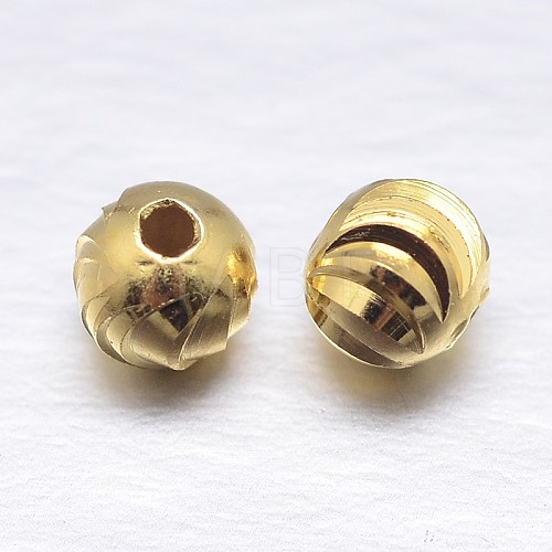 Real 18K Gold Plated Round Sterling Silver Beads STER-M101-06-4mm-1