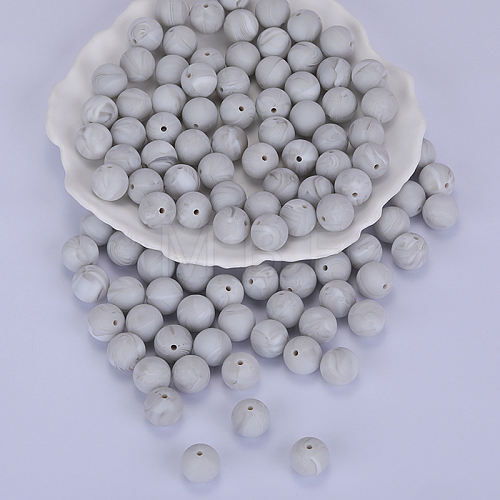 Round Silicone Focal Beads SI-JX0046A-40-1