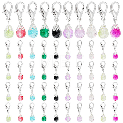   100Pcs Crackle Glass Beads Pendant Decorations HJEW-PH0001-54-1