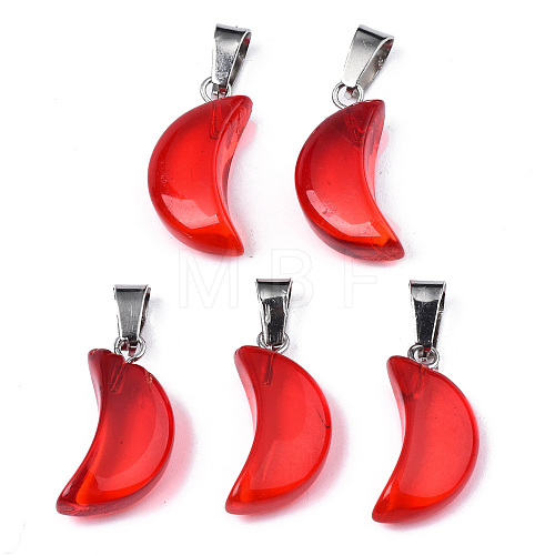 Transparent Spray Painted Glass Pendants GLAA-N035-021-F04-1