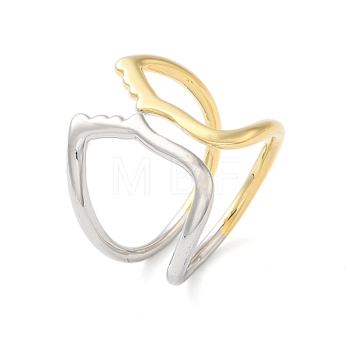 Brass Hollow Open Cuff Rings for Women RJEW-B062-12GP-1