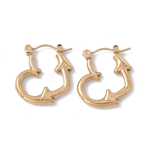 Ion Plating(IP) 304 Stainless Steel Heart with Arrow Hoop Earrings for Women EJEW-E199-06G-1