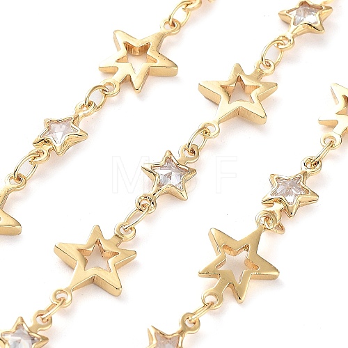 Handmade Glass Star Link Chains KK-F871-58G-1