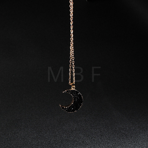 Crescent Moon Alloy Resin Pendant Necklaces WG568A9-01-1