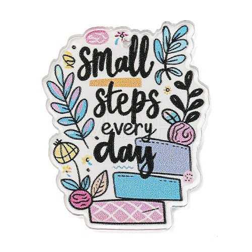 Motivational Quote Small Steps Everyday Printed Acrylic Pendants MACR-K362-01H-1