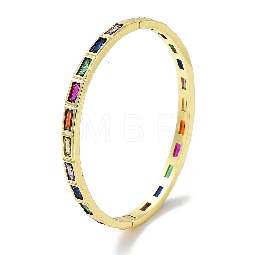 Brass Pave Colorful Glass Hinged Bangles for Women BJEW-Z061-07C-1