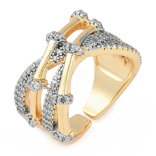 Brass Micro Pave Clear Cubic Zirconia Finger Ring RJEW-Q819-27G-1