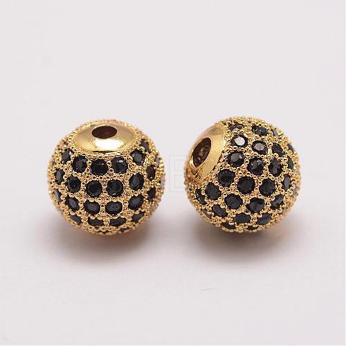 Brass Micro Pave Cubic Zirconia Beads ZIRC-E110-06G-1