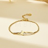 Korean Style 201 Stainless Steel Crystal Rhinestone Double Letter L Link Bracelets for Women NJ2607-5