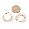 3 Pairs 3 Size Natural Rose Quartz Chips Hoop Earrings EJEW-JE05710-01-3