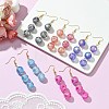 Triple Glass Cube Beads Dangle Earrings EJEW-JE04738-4