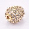 Brass Micro Pave Cubic Zirconia Beads KK-F748-30-3