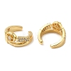 Rack Plating Brass Micro Pave Cubic Zirconia Flat Round Cuff Earrings EJEW-E290-09G-2