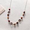 Boho Alloy & Wood & Plastic Beaded Chain Necklaces WGF3883-01-2