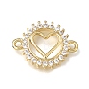 Brass Pave Clear Cubic Zirconia Ring Connector Charms KK-E802-10G-B-1