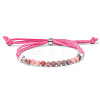 4MM Round Natural Rhodonite Beaded Faux Suede Cord Slider Bracelets for Women WG432D6-02-2