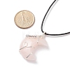 Natural Rose Quartz Crescent Moon Pendant Necklace NJEW-TA00032-04-7