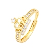 Brass Micro Pave Clear Cubic Zirconia Cuff Rings for Women RJEW-U047-37A-G-4