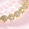 Brass Micro Pave Clear Cubic Zirconia Flat Round Link Chain Bracelets for Women BJEW-A034-01G-5