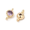 Brass Cubic Zirconia Flat Round Connector Charms KK-H204-02KCG-01-3