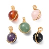 Natural Mixed Stone Copper Wire Wrapped Pendants PALLOY-JF02181-02-1