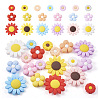Beadthoven 19Pcs 19 Styles Flower Food Grade Eco-Friendly Silicone Beads SIL-BT0001-05-2